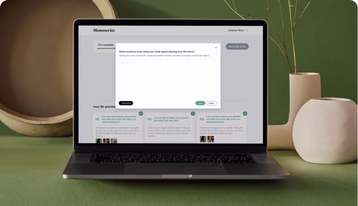 Laptop showing the writing process interface